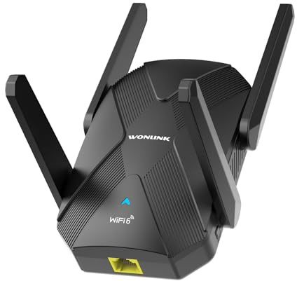WONLINK Ripetitore WiFi 6 AX1500Mbps Dual Band, Amplificatore Segnale WiFi con 4 Antenne, Porta LAN/WAN, WPS, MU-MIMO, WPA3, Modalità Ripetitore/Router/AP, Indicatore di Segnale, per Casa e Ufficio