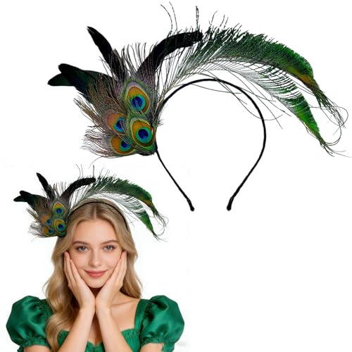 Pfauenfedern Haarschmuck,Pfau Haarschmuck,Pfau Kopfschmuck,Haarreif Karneval,Pfaus Accessoires,Pfauenfeder-Kopfschmuck,Pfauenfeder-Haarreif,für Karneval,Fasching,Mottoparty,Halloween