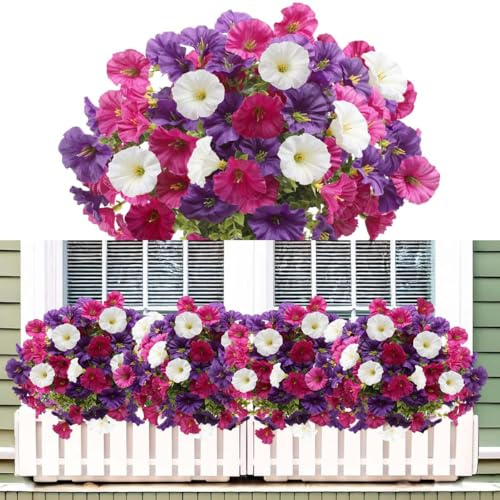 Bouquet Fiori Finti per Decorazioni, 9 Mazzi di Fiori Artificiali in Plastica, Fasci di Fiori Artificiali per Esterni Resistente ai Raggi UV per Giardino Portico Corridoio Della Festa Decorazion