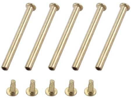 HUBa 5 Rivetti per ventole in Metallo da 32 mm, Testa Rotonda, Chiodi Dorati per Riparazione perni Pieghevoli per ventole, Parti di Ricambio Diametro del Gambo 2,8 mm