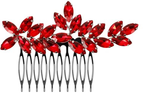SEWOART Braut Haarkamm Roter Kristall Zinklegierung Mehrzweck Haarschmuck für Damen Hochzeit Frisur Zubehör