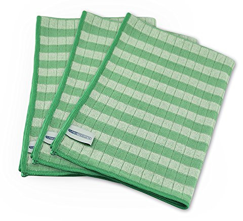 TURBO PRODUKTE Bambus Geschirrtücher in Grün - antibakteriell & waschbar- fusselfreies Fasertuch - 3er Set für Gastronomie und Haushalt