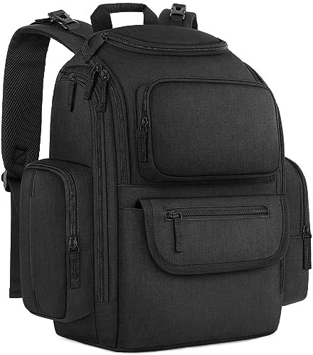 Mancro Sac à Dos à Langer Grande Capacité avec Poches Isothermes, Multi-Compartiments Voyage avec Crochets Poussette, Imperméable avec Poche Anti-vol pour Maman et Papa, Noir