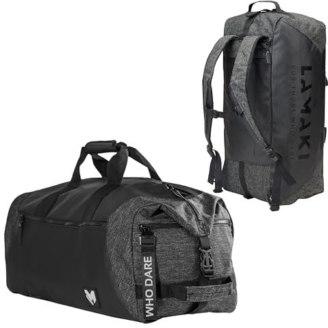 Lamaki Sporttasche Herren & Damen 45L Duffle Bag - Multifunktional 2-in-1 Sporttasche mit Rucksackfunktion & Schuhfach - Weekender Trainingstasche - Ideal für Alltag, Sport & Reisen