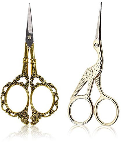 BIHRTC Gold Vintage Plum Blossom Scissors and Classic Crane Design Sewing Scissors for Embroidery, Sewing, Craft, Art Work & Everyday Use
