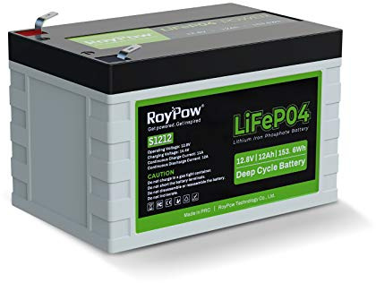 RoyPow 12V 12Ah LiFePO4 Lithium Eisenphosphat Batterie 3500 Zyklen wiederaufladbarer LiFePO4 Akku mit tiefem Zyklus FiOS Ersatz für SLA Batterie für RV/Wohnmobile, Kinderroller, Fischfinder