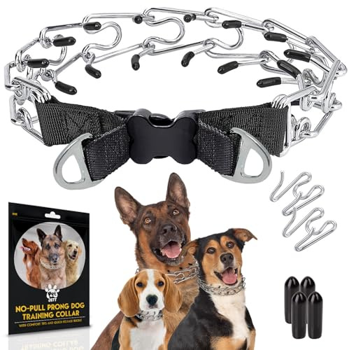 PetJett Prong Collar for Dogs - Adjustable Dog Training Collar No Pull Choke Collar for Dogs Pinch Collar for Dog Walking Tool for Small Medium, or Large Breed - Stainless Steel Metal Choker Chain