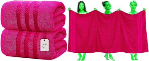 2 x super jumbo badlakan (100 x 200 cm) premium 100 % egyptisk bomull extra stort badlakan handduksset mycket absorberande och snabbtorkande handdukar av hotellkvalitet (het rosa)