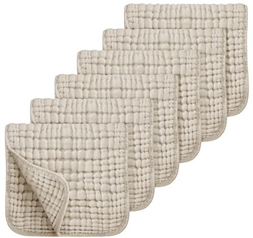 Looxii Muslin Baby Burp Cloths, Absorbent Brup Rags 6 Pack Set for Baby