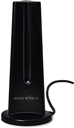 Magic Stick TV MS-60MAX Amplified Indoor TV Antenna for Smart Television - Signal Booster Upto 50 Miles Table Top, Disc Mount Digital HDTV Antenna Clear HD Channels, 16.5 ft Fast Plug Coaxial Cable