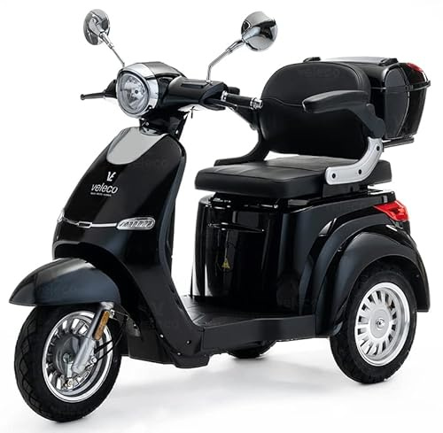 VELECO Cristal -Mobilitätsroller mit 3 Rädern – komplett montiert und fahrbereit – modernes Design – fortschrittliches Federungssystem – große Räder - Dreirad Seniorenmobil