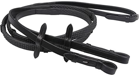 QHP-Zügel aus weichem Gummi mit Stops I Rutschfeste Gummizügel I Stops und Noppen I Leder-Veredelung I Blindschnallen I Breite und Länge