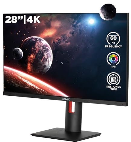 Konix Mythics Écran Gaming Vidar 4K 28 PC, PS4, PS5, Switch et Xbox - Résolution UHD 2 160 px - Fréquence 60 Hz - 1 ms - 3 x HDMI - Dalle IPS