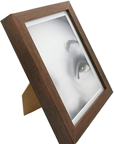PLUS HOME Marcos de Foto o PORTAFOTO MDF 20X25 PP WENGUE de Pared y Mesa de Madera Panel de Cristal sencillo de 3cm de grueso