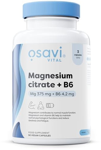 Osavi - Magnesiumcitrat + Vitamin B6 | Aktiviertes Vitamin B6 (P-5-P) kombiniert mit bioverfügbarem Magnesium - Für Nerven, Energie & Muskelfunktion | 90 Kapseln