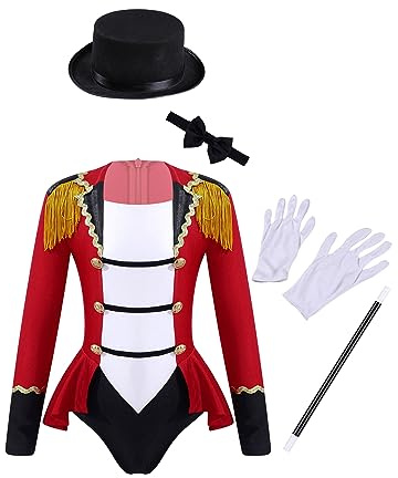 Nyeemya Disfraz de Domadora de Circo para Niña Ringmaster Chaqueta con Flecos Cosplay Showman Body y accesorios para Fiesta Halloween Carnaval Navidad Costume