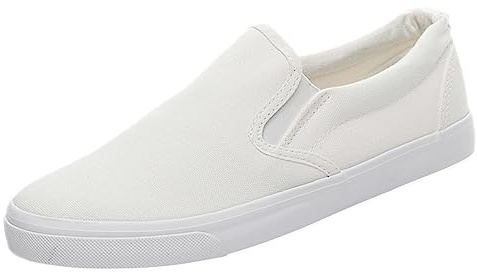 Jamron Hombre Color Sólido Slip On Zapatos de Lona Zapatillas Casual Sneakers Plimsolls Weiß SN0706142 EU42