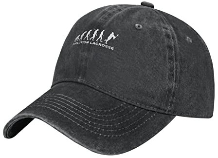 RFSHOP Lacrosse Baseballkappe, gewaschene Baumwolle, Trucker-Mütze, Vintage-Stil, verstellbar, für Männer und Frauen, Schwarz, Nr. 1149, One size
