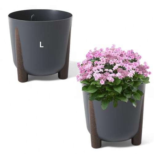 MELTOM Blumentopf mit Füßen Rund Übertopf Pflanztopf L - DxH: 30 x 25 cm (ANTHRAZIT)