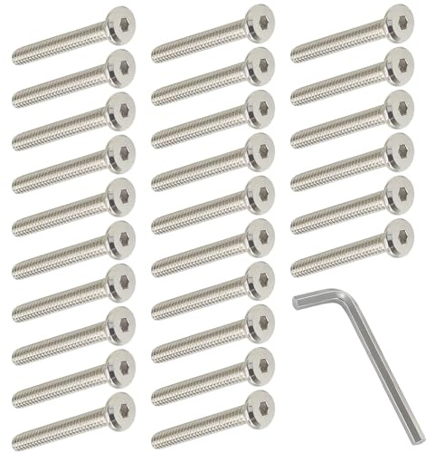 50pcs Vis à Tête Cylindrique à Six Pans M6*30mm Vis de Lit Boulons Meubles Tete Plate Filetage Partiel pour Meubles Berceaux Lits et Chaises (M6*30)