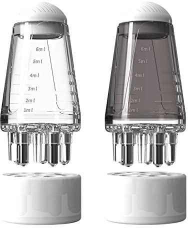 Lot de 2 flacons applicateurs d'huile capillaire, flacon applicateur d'huile pour cheveux, flacon applicateur de peigne à racines, brosse de massage du cuir chevelu, pour la croissance des cheveux