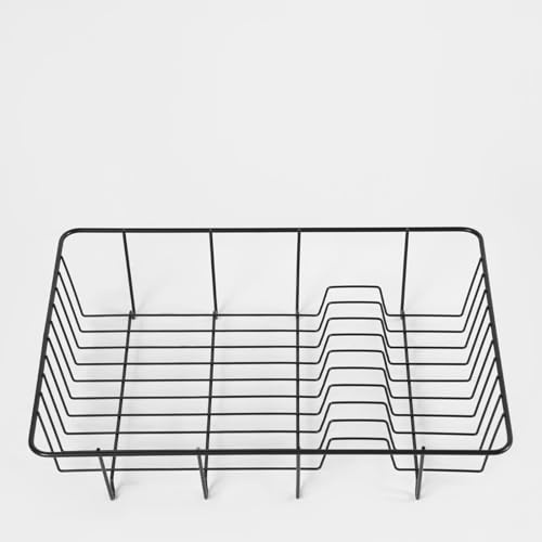 OHS Dish Drying Rack, Sink Drainer Rack Space Saving Kitchen Sink Dish Drainer Durable Wire Metal Easy to Use Kitchen Drainers for Dishes Organising, Black