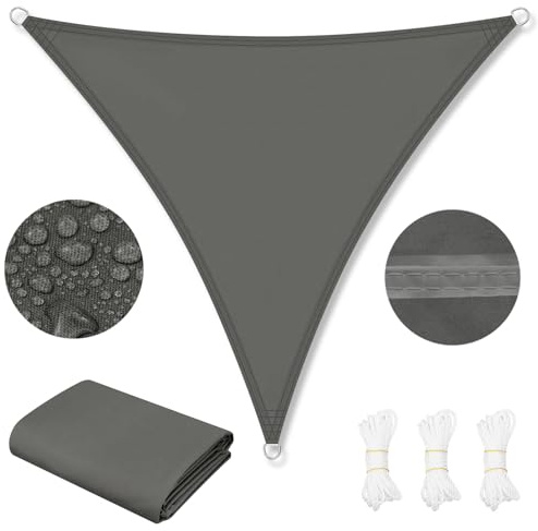 WOLTU PES Sonnensegel 300D Oxfordgewebe Neumaterial mit PU-Beschichtung | 1000MM Wasserstandfestigkeit, 95% UV-Schutz | 5mm 304 Edelstahlringe, Doppelschichtgurte für Balkon Garten/Terrasse/Pool