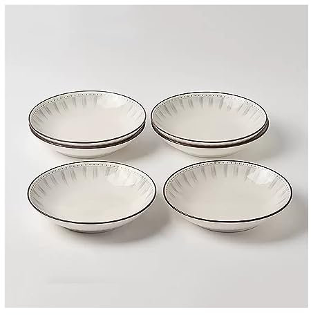 Platos de Fiesta Plato de cerámica de 4/6 piezas, plato de ensalada for el hogar, plato redondo blanco for cocina, restaurante, plato hondo Simple, plato de sopa, plato de postre Plato de Postre(6-pie