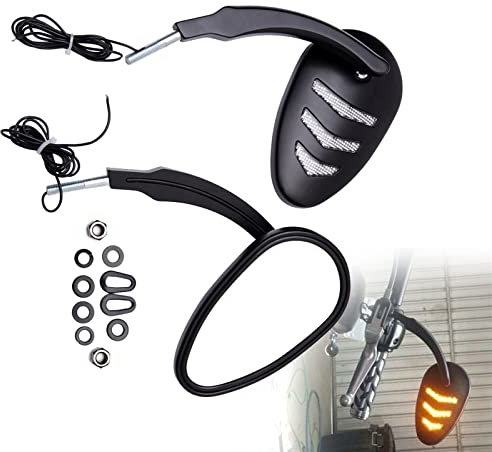 WELSAA Zubehör Motorrad Chrom LED Rückspiegel Mit Blinkern Für H&arley D&avidson Road King Rückspiegel Licht Zubehör (Color : Schwarz)
