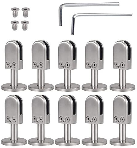 YFJBDKS Abrazadera de clip vidrio cuadrada acero inoxidable 304 de 10 piezas para valla de piscina, jardín, abrazadera para valla de balcón, Soporte montado en el piso,Height 60mm,10mm~12mm