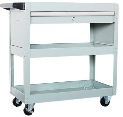 YCOVSFP Werkzeugwagen, 3-stufiger Werkzeugwagen Mit Schubladen, Teilebox, Lager-/Fabrik-/Garagen-Werkzeug-Organizer, Servicewagen(Gray)