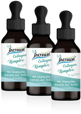 Nimm 3, zahl 2 Aktion Liposomale Collagen Tropfen hochdosiert - 5000mg Collagen pro Tag (450.000mg in 3 Flaschen) mit 10000µg Biotin, 1000µg Keratin und 50mg Sägepalme - MCT Öl C8 & C10