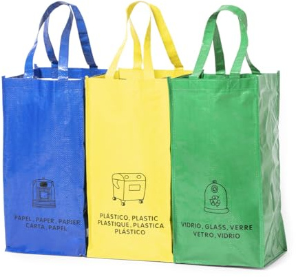 GLOBAL APPLIANCES Cubos Reciclaje Compactos y Económicos - Ideal Papelera Reciclaje 3 Compartimentos, Bolsas Reciclaje para espacios pequeños