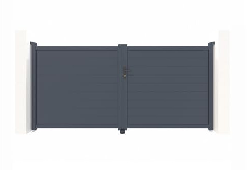 Casanoov Portail battant 3m EIGER H.160cm + 2 poteaux H.190cm aluminium gris