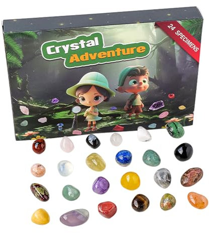 24 Piezas de Cristales y Piedras Curativas, Juego de Cristales Curativos de Piedras de Chakras, Piedra de Roca Pulida Natural para Meditación, Yoga, Regalos, Colección y Decoración del Hogar