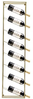 panfudongk Weinregal Wandregal Flaschenregal für Wandmontage Flaschenhalter Stahlregal 8 Etagen für Weine und Flaschen Aufbewahrung ideal für Küche Bar Weinkeller 1,5m hoch Platzsparend edel (Gold)