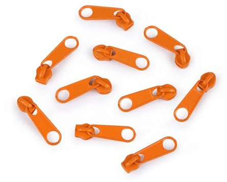 cyclingcolors 10x Tirador de Cremallera Tamaño N°3 de Metal Cursor Kit de Reparación Reemplazo Ropa Vaqueros Maleta Equipaje, naranja