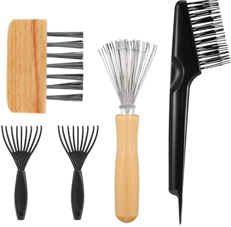 5 Pièces Outil de Nettoyage Brosse à Cheveux, Peigne de Nettoyage, Poignée En Bois Pour Nettoyer Toutes Sortes de Brosses, Tapis, Tapis de Bain