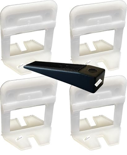 SERVICEWEBSHOP | 600 Pezzi, 500 Distanziatori Livellanti per Piastrelle e 100 Cunei Riutilizzabili, Sistema Livellante per Piastrelle da Parete e Pavimento (0,5 MM 500 PEZZI + 100 CUNEI)