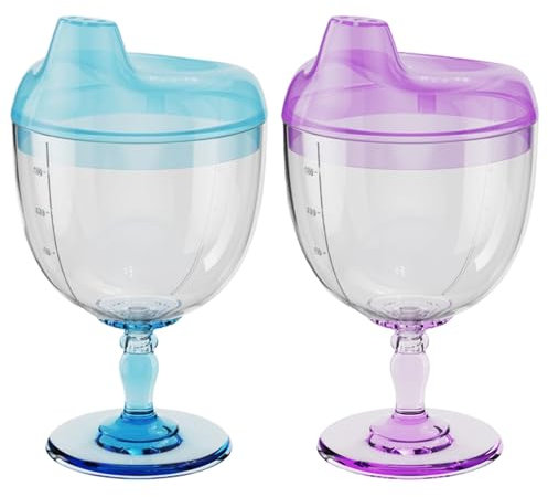 Pastoralist Baby Sippy Wine Cup, 2 Pezzi di Vino, 150 ml di Bicchiere di Bicchiere di Vino Trasparente, Bicchiere di plastica per Bambino con Copertura, Tazze per Bambini Senza fuoriuscita