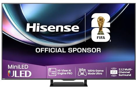 Hisense 75U7Q Pro - Mini LED Pro Smart TV, Modo Juego Ultra de 165Hz, Full Array Local Dimming, Sonido 2.1.2 Dolby Vision IQ & Dolby Atmos