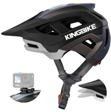 Casco de Bicicleta de montaña Casco MTB Cascos Visera Ajustable para Hombres Mujeres Adultos Juventud (Gris Negro, M)