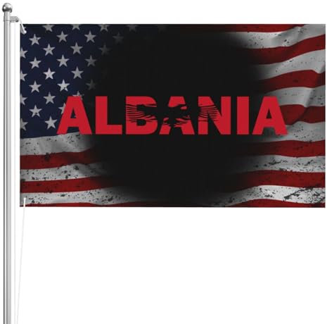 Bandiera Pirati Albania Flag Albanian Bandiere Da Giardino Doppia Cucitura,Colori Vivaci Bandierine Per All'Aperto Conferenza Esterno 90X150Cm