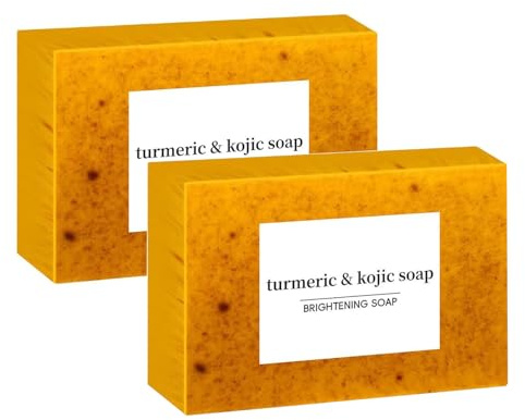Turmeric And Kojic Acid Soap, Kurkuma Seife, Kojisäure-Gesichtsseife, Brightening Soap, Pigmentflecken Entferner Gesicht Curcuma Seife, für Frauen und Männer (2)