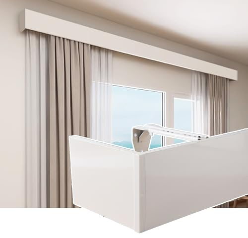 Curtain Pelmet Box, Wall or Ceiling Mount, Decorative Valence with Fixing Brackets for Living Room, No Track Curtain Panel