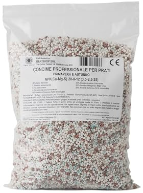 R&R SHOP - Concime Professionale CE per Prato, NPK 20-0-12, Effetto Immediato, Prato Verde e Sano in Primavera e Autunno (0.9Kg – 30mq)