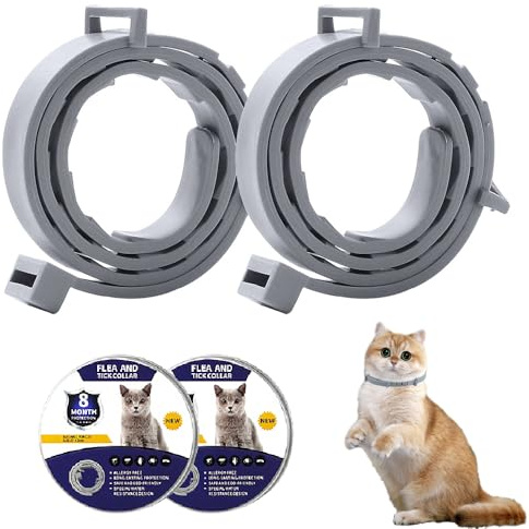 2 PCS Adjustable Cat Collars Durable Lightweight Cats Repellent Collar 39cm Waterproof Cat Kitten Collars with Gentle Soothing Scents for Age over 7 Weeks (Up to 16 - Month Protection)