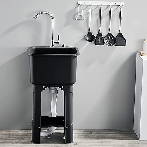 Single Sink Dishwasher - Kitchen Inset Sink with Faucet, Drainage Hose & Basket, Hand Wash Basin for Commercial Use