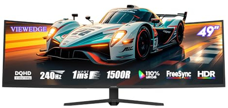 Viewedge Moniteur Gaming incurvé 49 Pouces 240 Hz 1 ms | HDR 5120x1440 HDMI 2.1, DisplayPort 1.4, USB-C, Hub USB Schwarz
