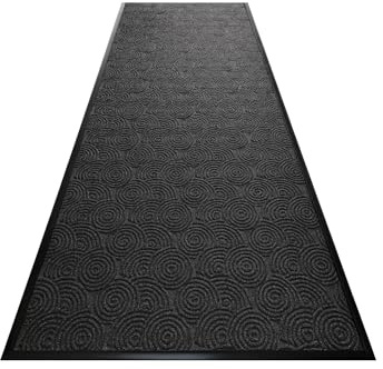 Guardian WGS031004 3' x 10' Indoor/Outdoor Wiper Scraper Floor Mat, Water Guard Spiral Pattern, Rubber Reinforced Ridges Withstand High Traffic, Charcoal